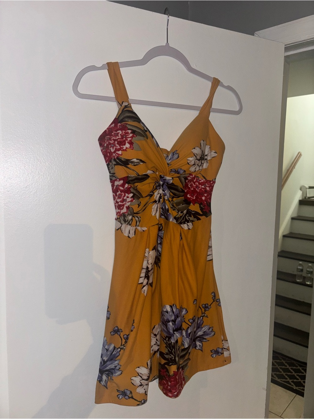 Yellow Floral Twist-Front Sundress